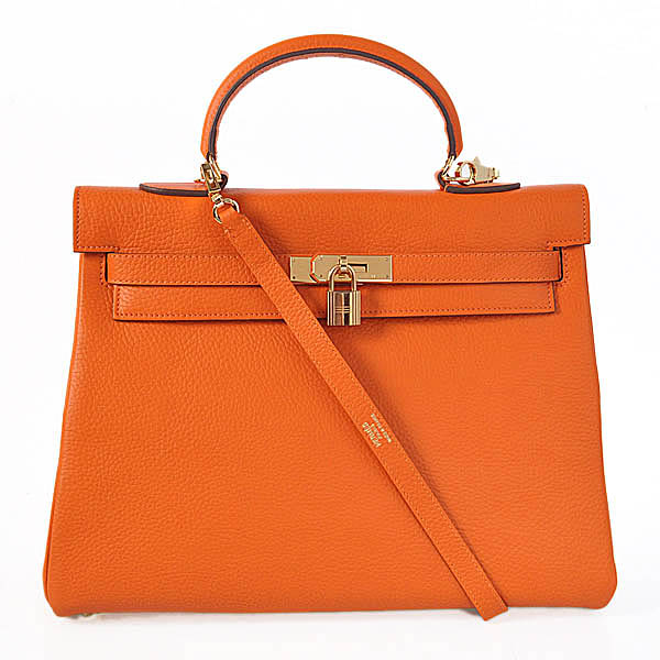 K35COG Kelly di Hermes 35CM pelle Clemence in arancione, oro ha